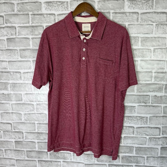 Billy Reid Dull Red Polyester Blend Collared Polo Shirt Mens 2XL Lightweight - Picture 2 of 7